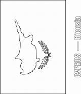 Cyprus Map Flag Coloring Colouring sketch template