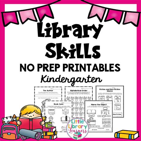 library skills  prep printables kindergarten library skills