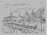 Moskou Kremlin Dijk Isoleerde Torens Rivier Vierkant Rood sketch template