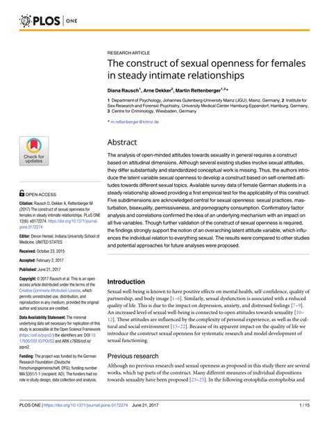 Pdf The Construct Of Sexual Openness For Females In Steady Intimate