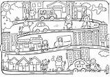 Ciudades Urbano Fichas Urbanos Sociales Comunidad Localidad Pueblos Comprehension Lugares Trabajos Towns Transporte Preschool Childrencoloring Trabajo Helpers Partir sketch template