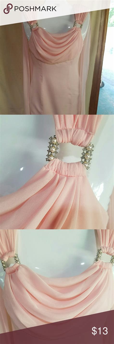 bridesmaid dress peach prom perfect great   wedding stunning   shoulder pads