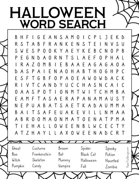 printable halloween word search paper trail design