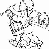 Drummer Coloring Boy Pages Play Drum Together Chased Dog His sketch template