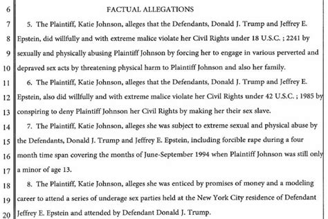 Lawsuit Charges Donald Trump With Raping A 13 Year Old Girl