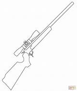Coloring Sniper Rifle Pages Printable Drawing Main sketch template