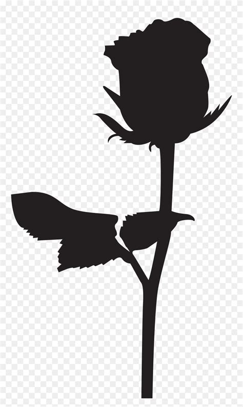 silhouette long stem rose clipart draw vip