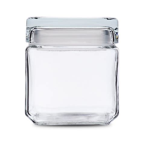 Anchor Hocking 85587r 1 Qt Clear Stackable Square Glass Jar 4 Case