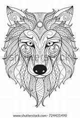 Wolf Adult Head Coloring Pages Book Template Tattoo sketch template