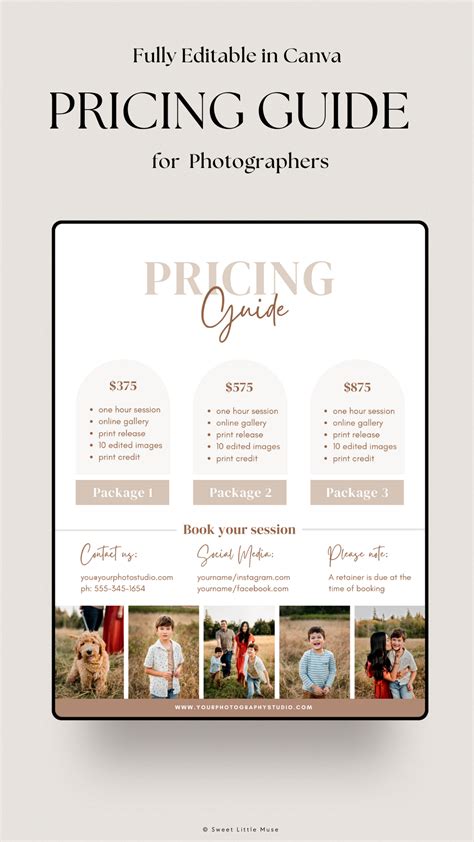easy  edit price list template  photographers  creating  pricing quick