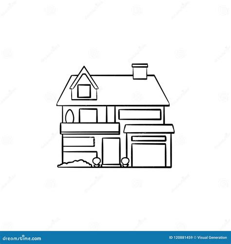 suburban cottage hand drawn outline doodle icon stock vector