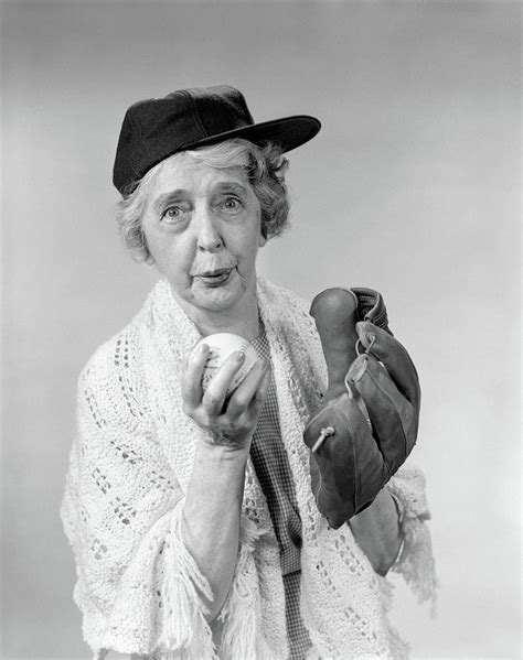 1950s 1960s Granny Wearing Baseball Hat Photograph By Vintage Images