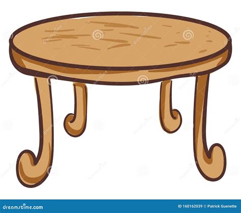 dibujo de la mesa redonda de madera vectorial  ilustracion en color