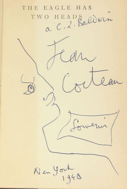 Jean Cocteau Signature And Drawing The Eagle Has Two Heads