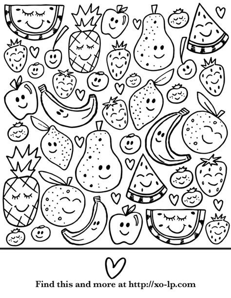 kawaii fruit coloring page lets coloring