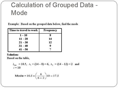 grouped data calculation   median  mode