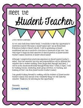 student teacher introduction letter