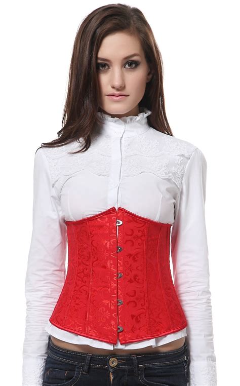 cheapest corset red floral tapestry waist chincher body shaper womens