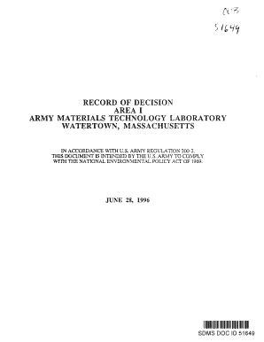 fillable  record  decision area  army materials technology