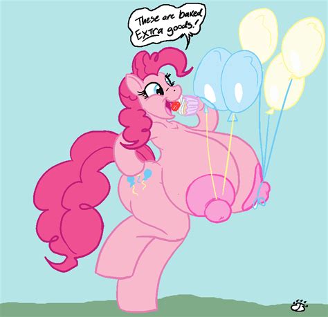 144671 Artist Badgerben Cupcake Pinkie Pie Nipples Breasts Balloons