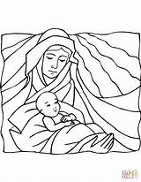 Coloring Mary Pages Baby Jesus Holding Printable Supercoloring sketch template