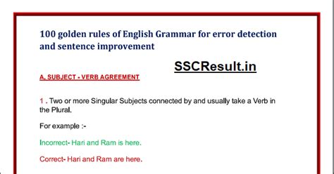 golden english grammar rules   examples ssc result
