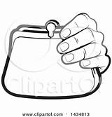 Purse Wallet Clipart Coloring Lineart Coin Holding Illustration Hand Royalty Template Lal Perera Vector Printable sketch template
