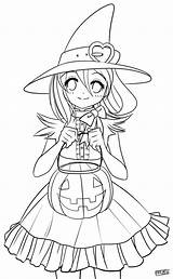 Coloring Pages Halloween Chan Kawaii Color Aphmau Anime Cute Girls Witch Deviantart Colouring Template Chibi Kids Sheets Choose Board Cat sketch template