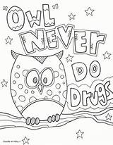 Coloring Ribbon Week Red Drugs Pages Owl Drug Printables Do Never Sheets Colouring Color Drawings Prevention Alcohol Classroomdoodles Posters School sketch template