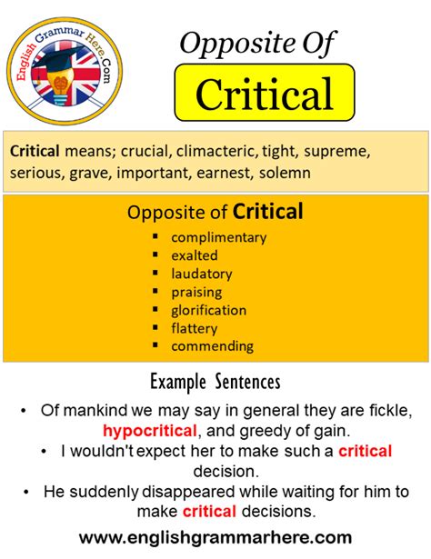 critical antonyms  critical meaning