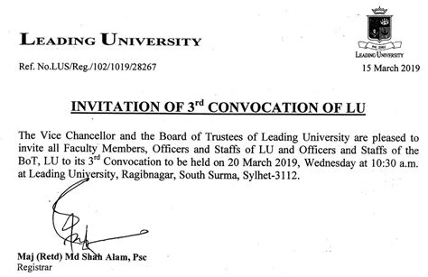 invitation   convocation  lu leading university