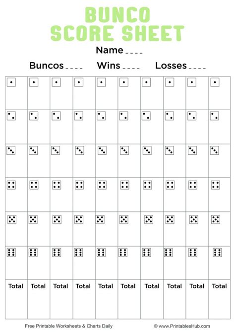 bunco score sheets  printable