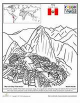 Coloring Picchu Machu Hispanic Heritage Araceli Patrias Fiestas Mundo Perú Divyajanani Culturas Macchu sketch template