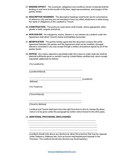 alabama residential lease agreement printable lease