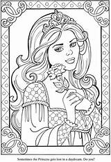 Coloriage Princesse Dover Adulte Colorier Adult Moyen Sheets Jolie sketch template