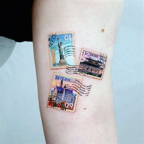top   postage stamp tattoos  women mail design ideas