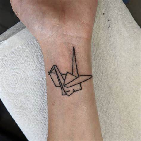 origami crane tattoo  wrist  rosie