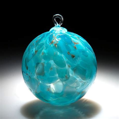 Hand Blown Glass Ornament Teal Suncatcher Witches Ball Etsy Art