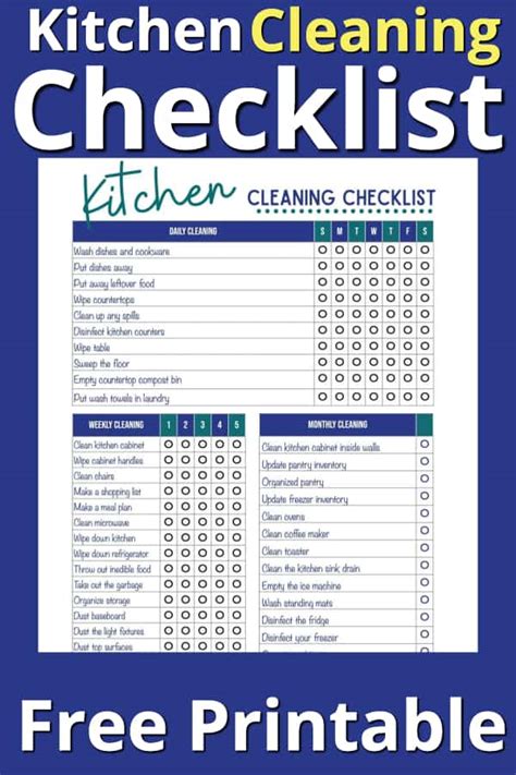 kitchen cleaning checklist daily weekly monthly cleaning schedule