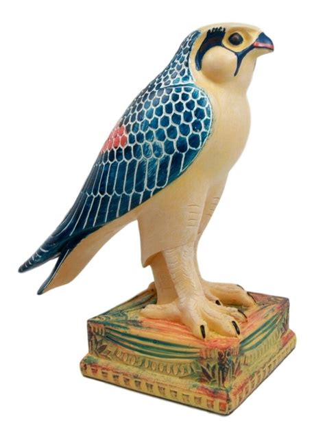 Egyptian God Horus Falcon On Pedestal Statue 6 25 Tall
