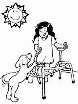 Coloring Pages Disabilities People Kids Disability Family Printable Color Colouring Sheets Print Jobs Special Needs Girl Fun Running Dog Books sketch template