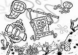 Spongebob Coloring Jellyfish Pages Cartoon Hunting Color Printable Print Squarepants Book Kids sketch template