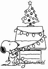 Christmas Coloring Pages Dog House Snoopy Printable Christmassy Lights Tree Small Snoopys sketch template