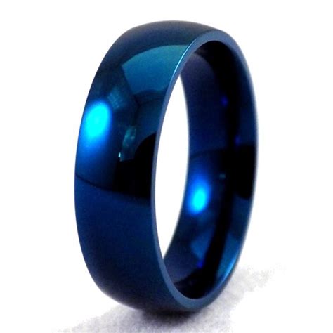 electric blue casual ring wedding band stainless steel wedding bands blue wedding rings
