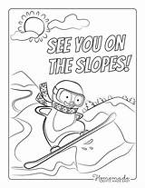 Winter Snowboarding Penguin sketch template