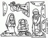 Nativity Coloring Scene Pages Printable Jesus Christmas Color Birth Cut Print Kids Mary Mother Children Virgin Colouring Figures Clipart Born sketch template