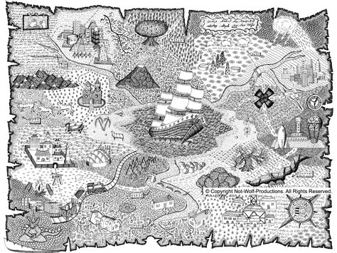 treasure map coloring pages    print