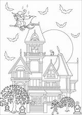 Halloween Coloring Haunted Pages Mansion House Maison Hantée Zombie Adult Big Mansions Frightening Witch Adults Comments Choose Board sketch template