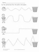 Readiness Reading Worksheet Fun Worksheets Tracing Basketball Sports Preschool School Kids Cutting Activities Sport Printable Themed Therapy Ready Occupational Writing sketch template