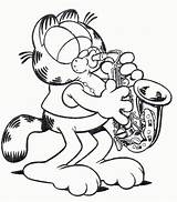 Garfield Saxophone Saxofone Tocando Mouse Tudodesenhos Páginas Craneo Anatomia Adultos Precolombinos sketch template